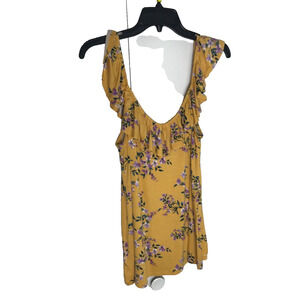 Torrid Women's Super Soft Knits Blouse Ruffle Scoop Neck 00 Yellow Floral